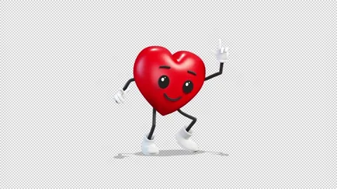 Heart dancing a funny dance around him Video Loop and Alfa Channel 库存影片 163290472