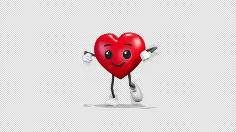 Heart dancing running man Video Loop and Alfa Channel 库存影片 163290525