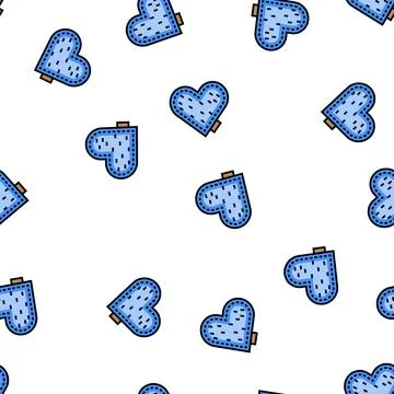 Heart denim vector seamless pattern Stock Illustration