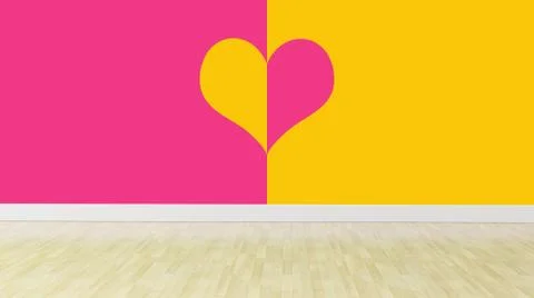 Heart designing walls in empty room Stock-Illustration