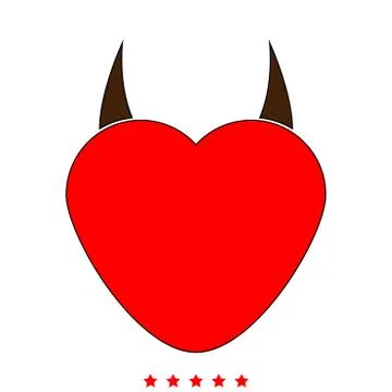 Heart with devil horn icon . Different color . 스톡 일러스트