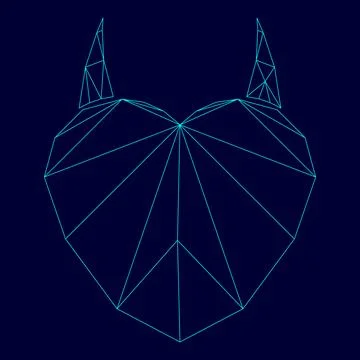 Heart with devil horn low poly triangulation triangulated polygonal electric  Stock Illustration