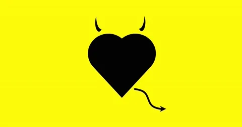Heart with devil horns and tail isolated on white background, love devil Stock Footage 218224110