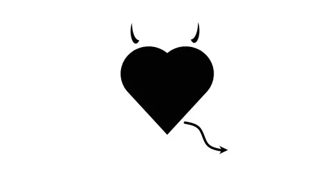 Heart with devil horns and tail isolated on white background, love devil Stock Footage 218224111