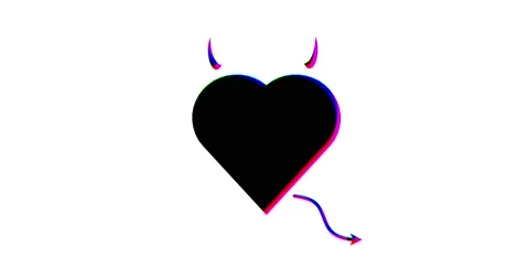 Heart with devil horns and tail isolated on white background, love devil. Stock Footage 218224166
