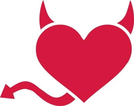 Heart with devil horns and tail 스톡 일러스트