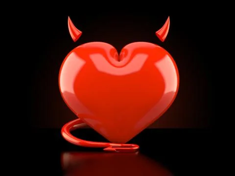 Heart with devil horns and tail Stock Illustration