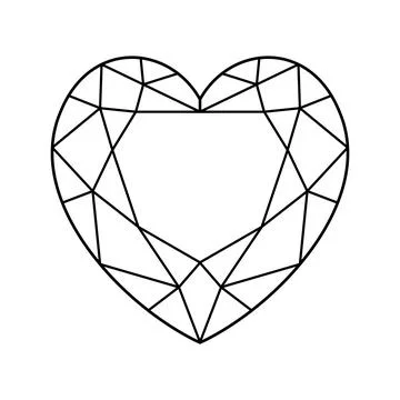 Heart diamond cut shape icon. Design diagram. Brilliant Heart shaped modified Illustrazione stock