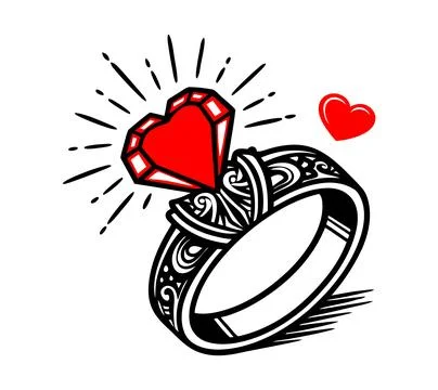 Heart with diamonds ring vector illustration Stock Illustration