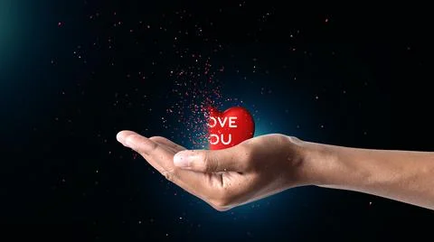 Heart Dispersing in hand Stock Illustration