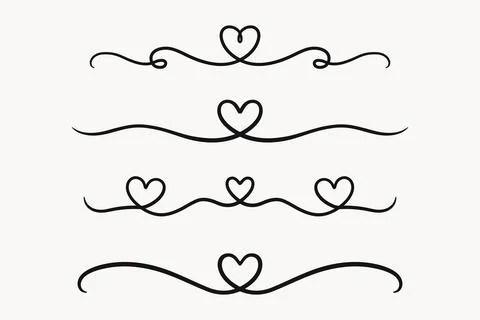 Heart Divider Set. Vector Illustration. Decorative Heart Divider Collection.. Stock Illustration