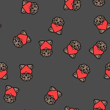 Heart dog vector seamless pattern Illustrazione stock
