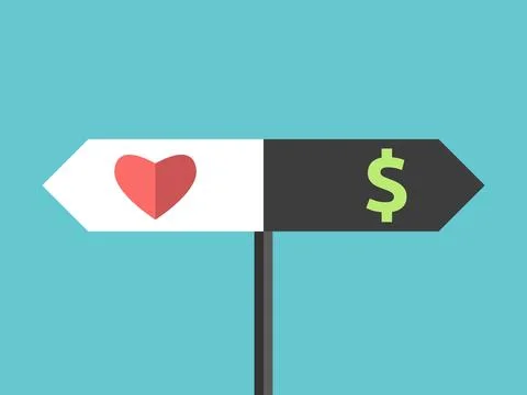 Heart, dollar direction sign Stock Illustration