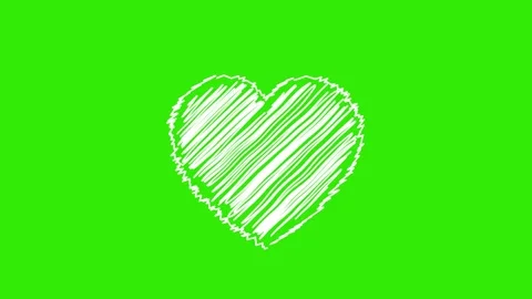 Heart doodle animated hand drawn scribble love symbol wiggling loop on 4k g.. 動画素材 342963422