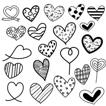 Heart doodle cartoon drawing pattern Illustrazione stock