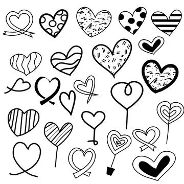 Heart doodle set drawing pattern Illustrazione stock