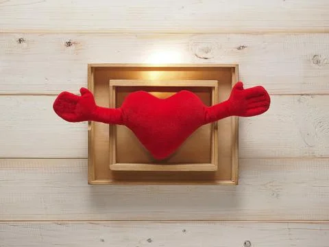 Heart In the double boxes with spot light Stock Photos