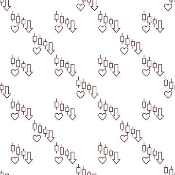 Heart with Downrising Candlestick Chart vector Trading thin line seamless p.. Illustrazione stock