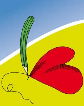 Heart drawing Ilustración de archivo