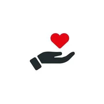 Heart drawing on palm. Vector Illustrazione stock