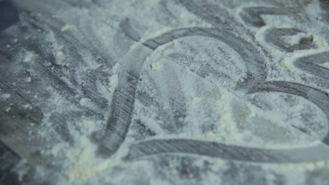 Heart drawn on a flour close up Stock Footage 84967822
