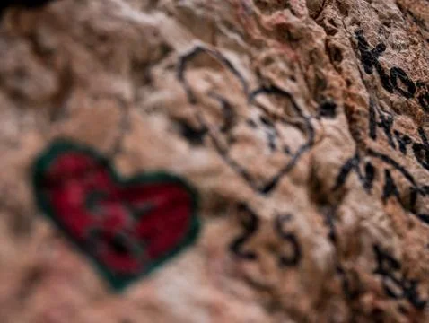 Heart drawn with a marker for a dedication on the wall near Juliet's balcony Stock Photos