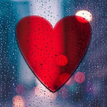 Heart with drops of rain on the window Stock-Illustration