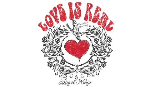 Heart with eagle wing artwork for apparel. Flower print design. Stock Illustration