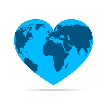 Heart with earth map. Vector illustration Stock Illustration
