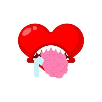 Heart eats brain. concept: Love without memory Stock Illustration