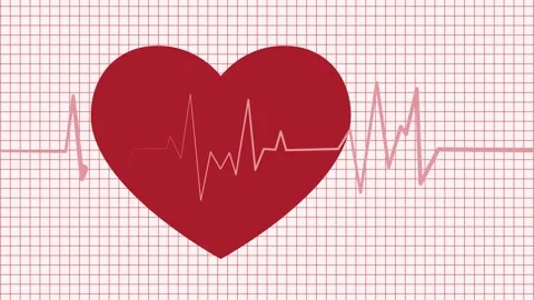 Heart with ECG Line on Grid Background, Heartbeat Animation Showing Vital S.. Video stock 310205834