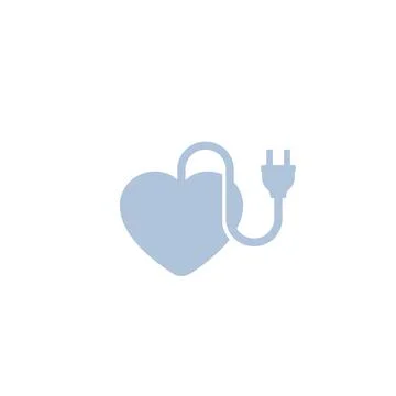Heart with electric plug icon Illustrazione stock