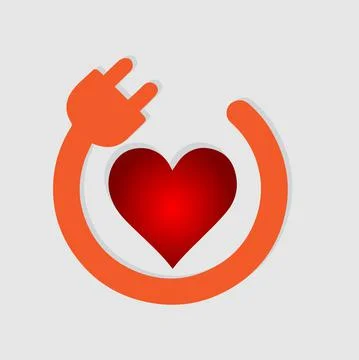 Heart with electric plug Stock Illustration