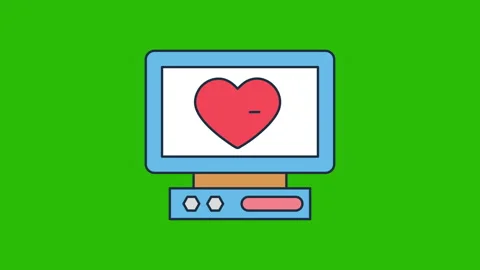 Heart with electrocardiogram on computer screen. 4K motion animation Stock Footage 293468063