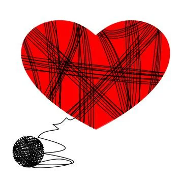 A heart entangled in threads tangle. Vector illustration Stock Illustration