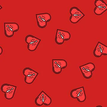 Heart exclamation point vector seamless pattern Illustrazione stock