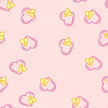 Heart exclamation point vector seamless pattern Illustrazione stock