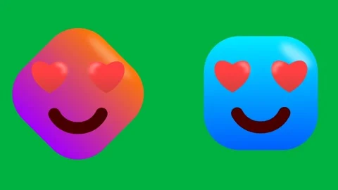 Heart eye expression emoji isolated on green screen Stock Footage 281439062