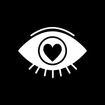 Heart in the eye solid icon. Love in the eye vector illustration isolated on Illustrazione stock