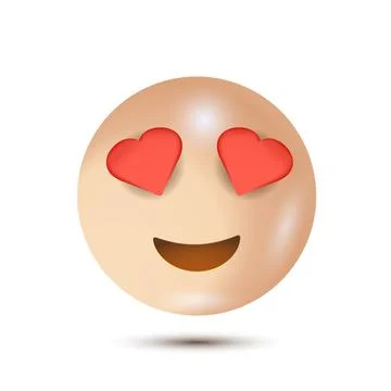 Heart eyes. 3D stylized vector icon. smiling emoticon character design. 3D 스톡 일러스트