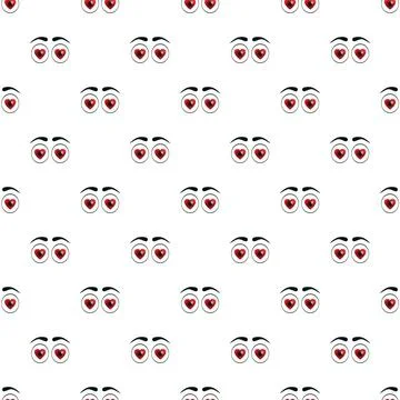 Heart eyes cartoon pattern expressing love and passion Stock Illustration