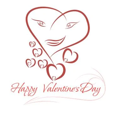 Heart-face the drawn lines Stock Illustration