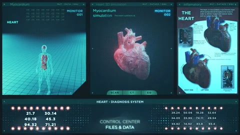 Heart failure and functions HUD Video stock 135123620