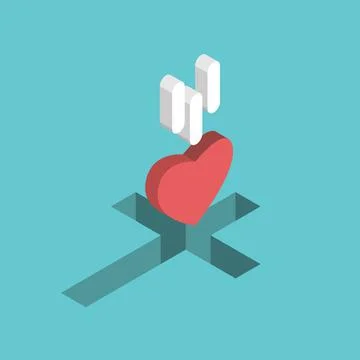Heart falling into cross Stock Illustration