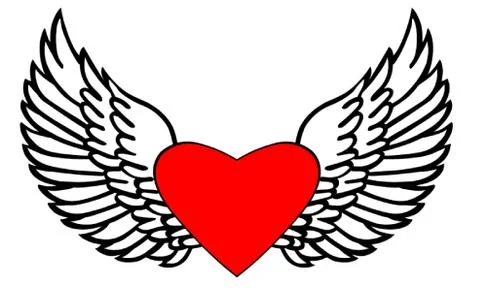Heart with Feathered Wings Stock Illustration