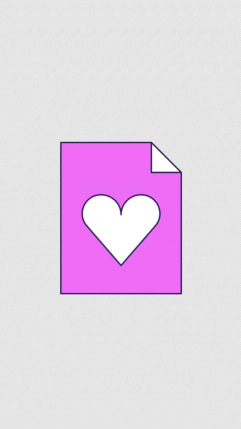 Heart file document icon bouncing 2D cartoon vertical animation Stock Footage 311365003