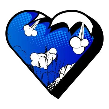 Heart filled with comic book explosion, background. Stockillustratie