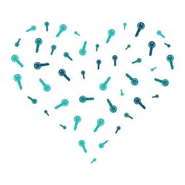 Heart filled with various keys - vector illustration or banner イラスト素材