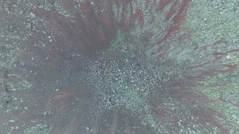 Heart of Fire: Aerial View of Core Crater Volcano National Monument Vídeo Stock 264015589