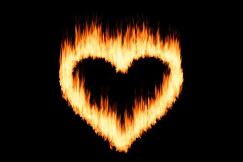 Heart fire with black background Illustrazione stock